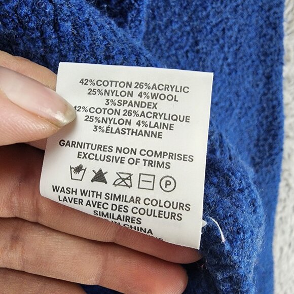 Frank And Oak Sweater Womens Medium Blue Wool Blend Long Sleeve Pullover - Picture 5 of 10